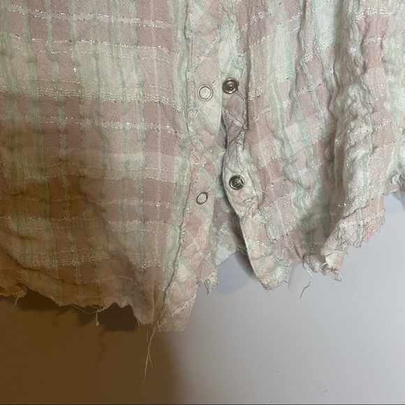 Free People Lela Plaid Metallic Button Down Shirt - Picture 5 of 8